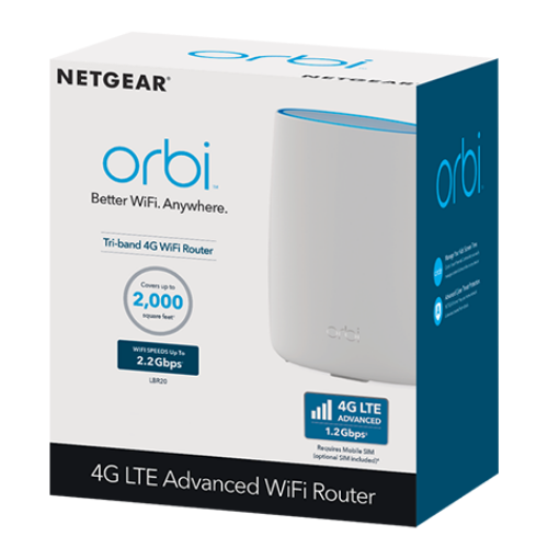 Netgear Orbi LBR20 Category 18 Cellular 4G LTE WiFi Router – Plug and Play – LTE FIX